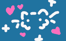 a blue background with white hearts and plus signs on it