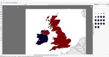 a computer screen shows a map of ireland and the united kingdom