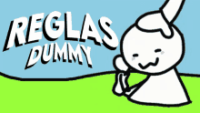 a cartoon drawing of a dummy with the words reglas dummy on the bottom