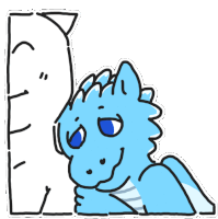 a drawing of a blue dragon with blue eyes