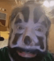 a close up of a person 's face painted to look like a dog .