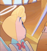 a close up of a cartoon character with a bow tie