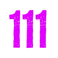 a purple number 111 with white dots on it