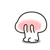 a cartoon drawing of a jellyfish with a red cheek