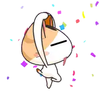 a cartoon cat is hanging upside down with its paws up