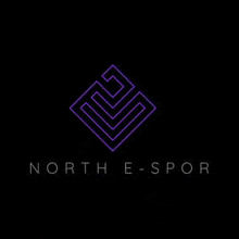 a purple logo on a black background for north e-spor