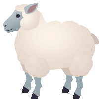 a cartoon illustration of a white sheep