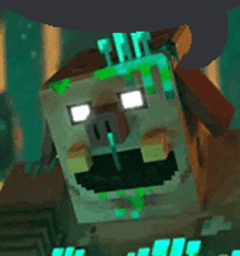 a close up of a minecraft character with a green face and a crown on his head .