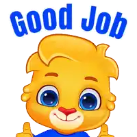 a cartoon character giving a thumbs up with the words " good job " above him
