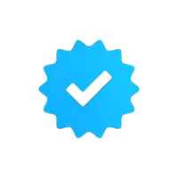 a blue icon with a white check mark inside of it