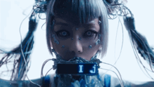 a woman with a choker around her neck that says i.j.