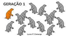 a drawing of a group of bears with the words geracao 1 on the top