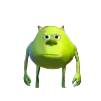 mike wazowski from monsters inc with a sad face