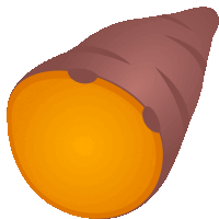 a cartoon drawing of a sweet potato with a hole in the middle