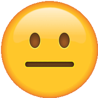 a yellow smiley face with brown eyes and a slight smirk on its face