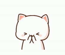 a cartoon of a cat covering its mouth with its paws