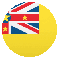 a yellow circle with a british flag and a new zealand flag on it