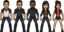 a pixel art drawing of a group of people