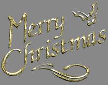 the word merry christmas is written in gold