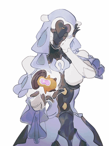 a drawing of a sheep holding a cookie with a heart on it