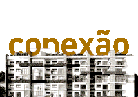 a black and white drawing of a building with the word conexao above it