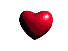 a red heart on a white background that looks like it is floating in the air