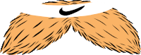 a cartoon drawing of a mustache with a nike logo