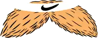 a cartoon drawing of a mustache with a nike logo