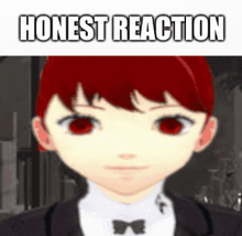 a picture of a boy with red hair and the words " honest reaction "