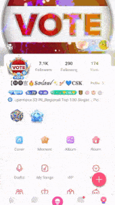 a screenshot of an app that says vote on the top