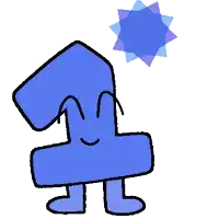 a cartoon drawing of a blue number one with a star in the background