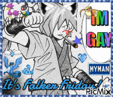a picture of a cat smoking a cigarette with the words " it 's falken friday "