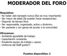 a white poster with the words moderador del foro at the top