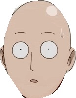 a cartoon bald man 's face with a surprised look on his face .