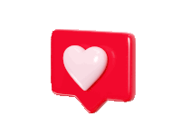 a red speech bubble with a white heart on it