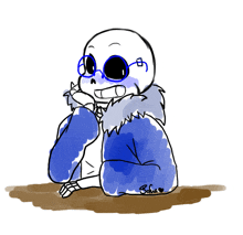 a drawing of a skeleton wearing glasses and a blue jacket with the name solia on the bottom