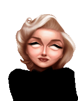 a cartoon of marilyn monroe with a black turtleneck