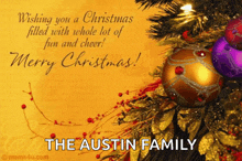 a christmas card wishing you a christmas filled with whole lot of fun and cheer from the austin family