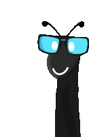 a cartoon drawing of a worm wearing sunglasses and smiling