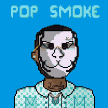 a pixel art illustration of pop smoke with a mask on