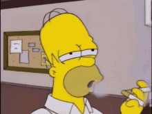 homer simpson smoking a cigarette with the words para mas placer written below him