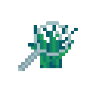 a pixel art drawing of a green bucket with a straw .