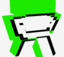 a green and white minecraft character with a smile on his face