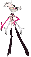 a cartoon character with very long legs and red eyes