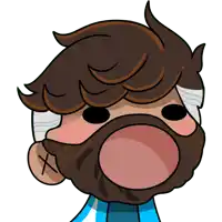 a cartoon of a man with a beard and a blue scarf