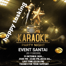 a poster advertising a karaoke party night at event santai