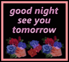 a greeting card that says good night see you tomorrow with flowers in the background