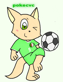 a cartoon of a kangaroo wearing a green jersey with the number 9