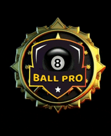 a logo for ball pro with a pool ball