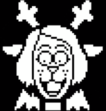 a pixel art drawing of a girl with a skull and crossbones on her head .